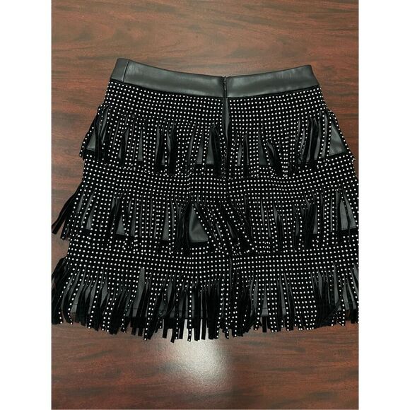 Sincerely Jules Black Studded Fringe Skirt Size Small - Picture 3 of 10